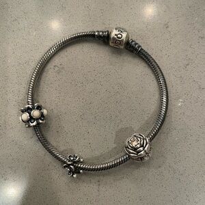 Pandora Oxidized Sterling Silver Bracelet (3 Beads Included)